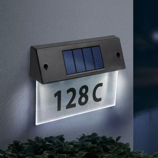 Număr de casă solară cu LED - Plexiglas transparent - Lumină Alb rece