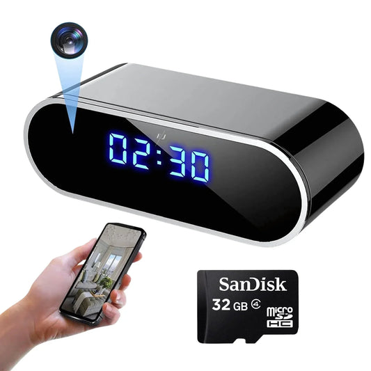 Ceas cu camera ascunsa audio-video, WiFi, HD, night vision + Card 32GB CADOU