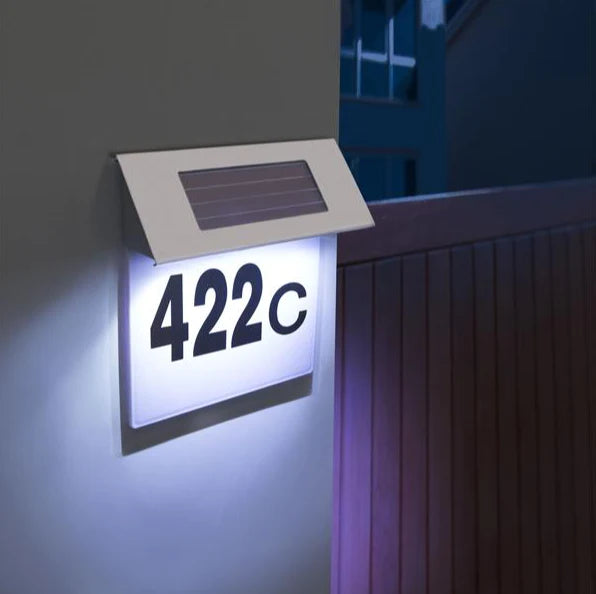 Numar de casa LED, incarcare solara