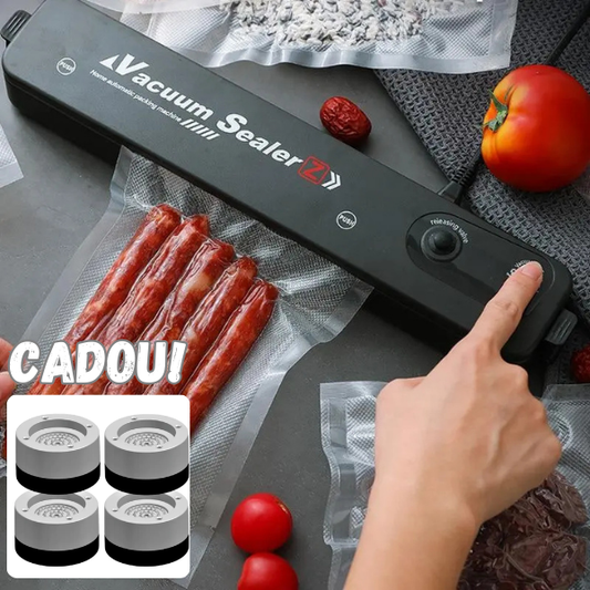 Aparat de sigilat si vidat Vacuum Sealer S, 90W, 5 pungi incluse + Set 4 suporti anti-zgomot și anti vibratii pentru mașina de spălat