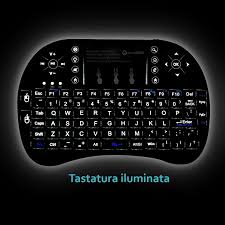 Mini tastatura wireless, cu touchpad, iluminata LED pentru PC, Laptop, Tableta, Xbox, Smart TV, Play Station, Raza 10m