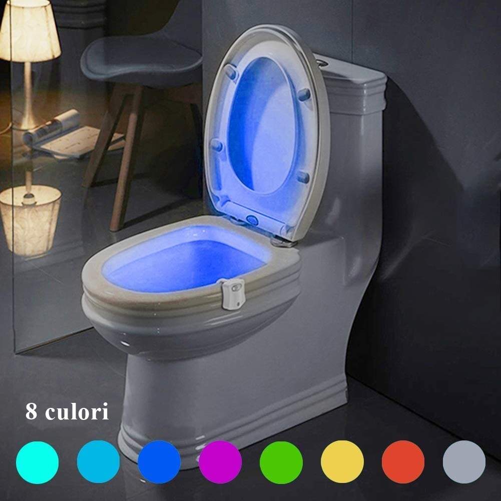 Lampa Led WC 8 culori cu senzori rezistenti la apa, miscare lumineaza toaleta noaptea