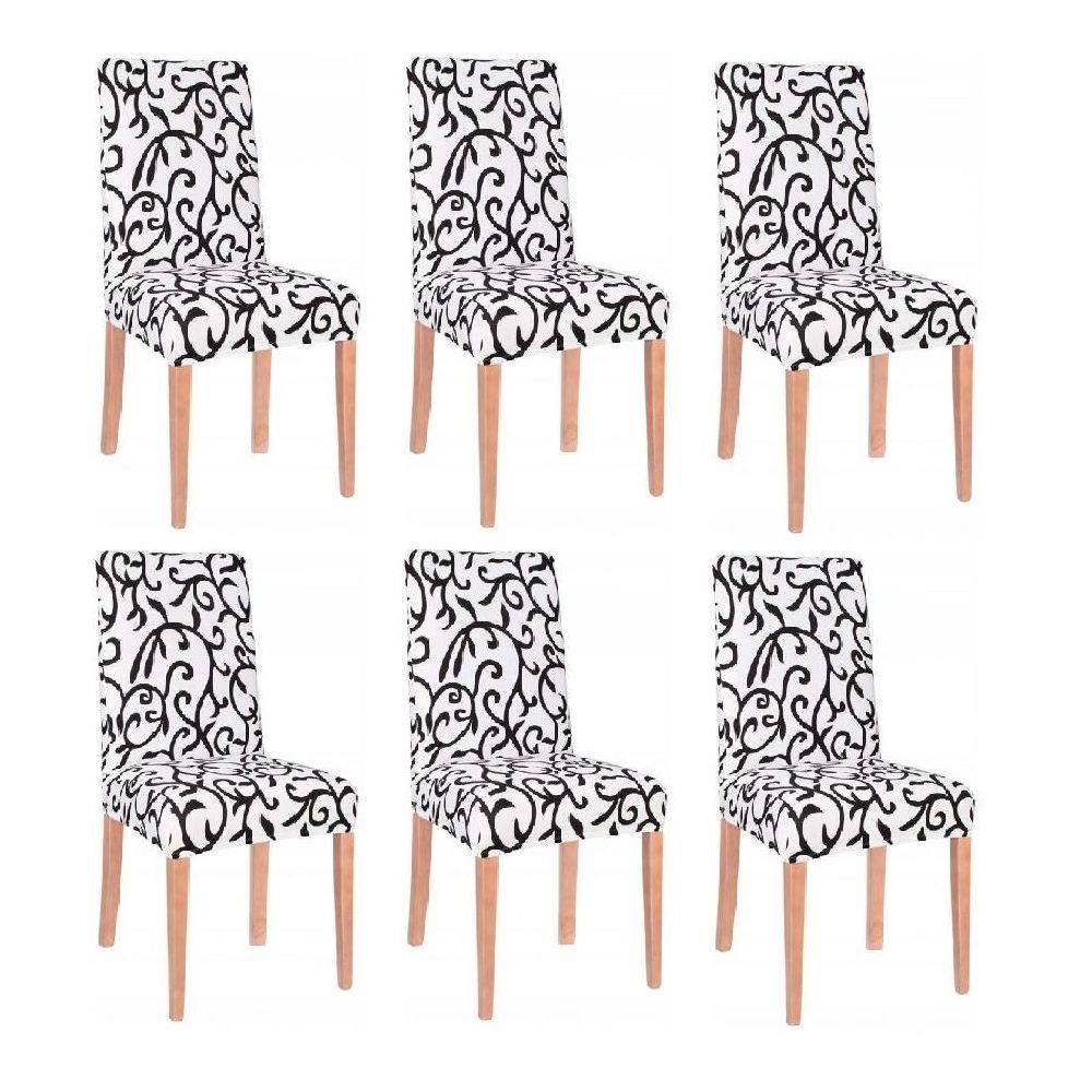 Set 6 huse scaun dining/bucatarie, din spandex, model frunze