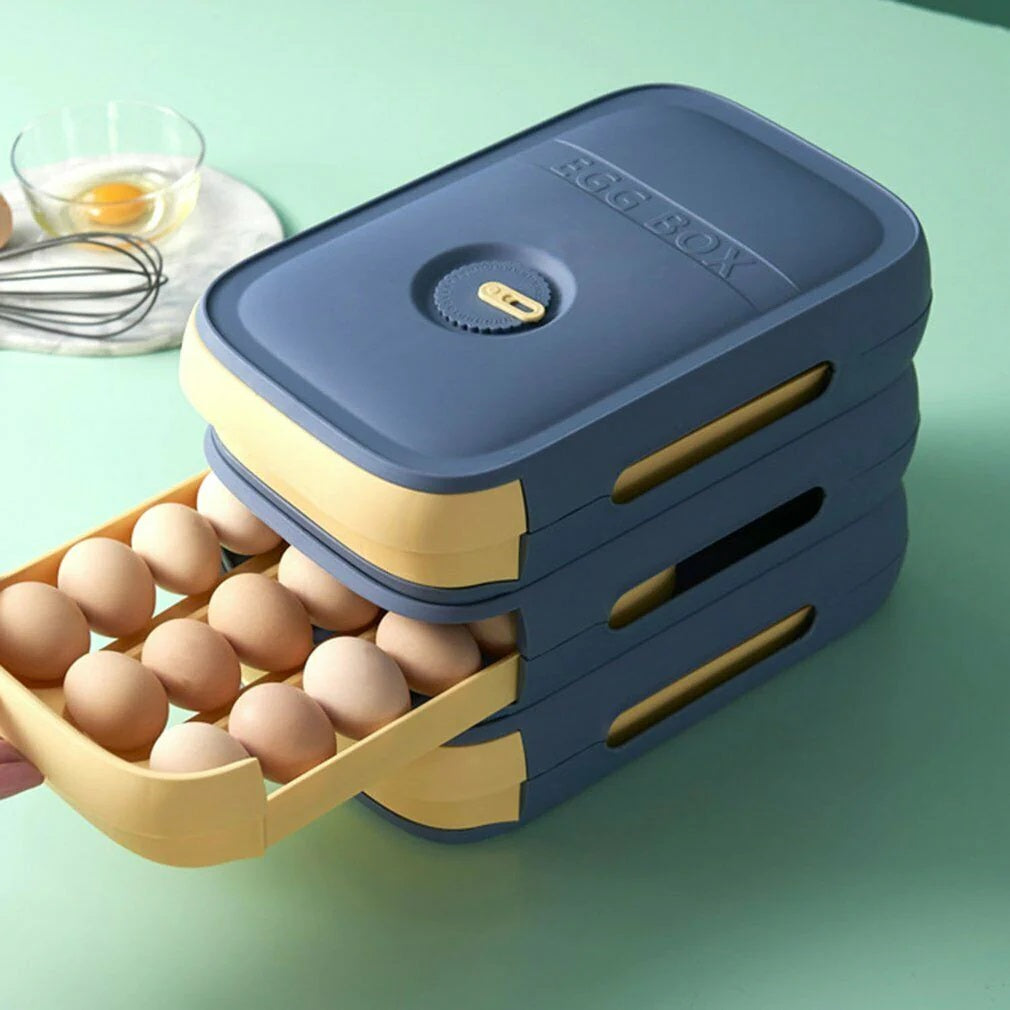 Cutie cu sertar pentru depozitare oua, indicator data de pastrare