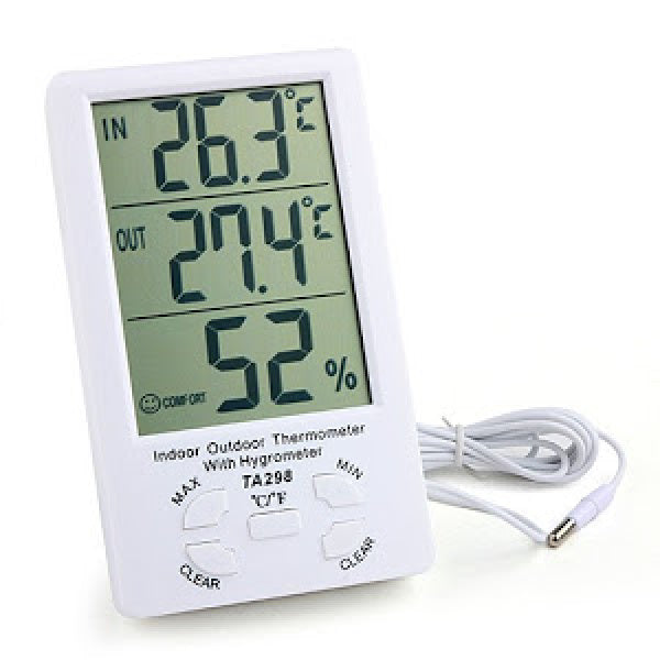 Termometru multifunctional cu ceas si senzor umiditate pentru interior si exterior