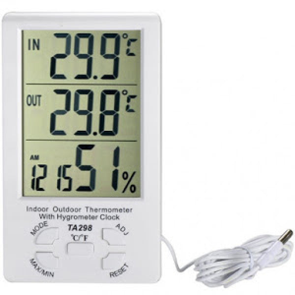 Termometru multifunctional cu ceas si senzor umiditate pentru interior si exterior