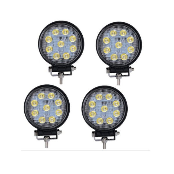 Set 4 proiectoare LED BAR, OFF ROAD, rotund, 9 LED, 27 W, 11 cm
