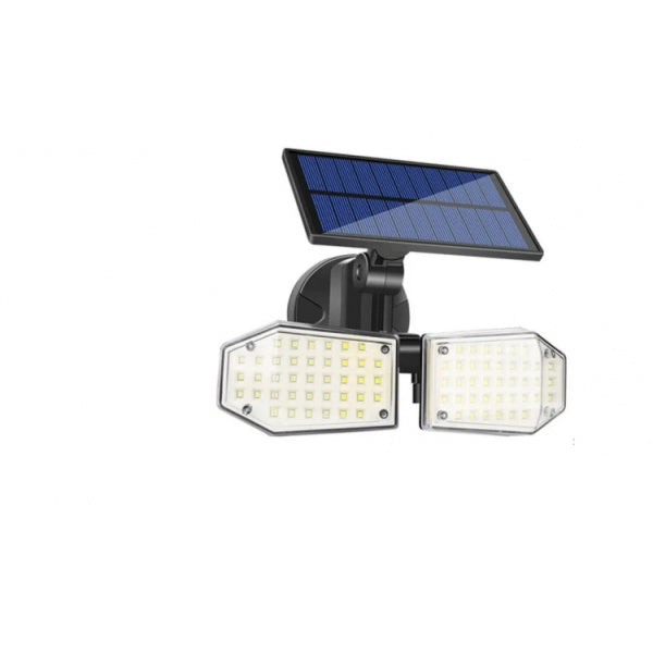 Lampa 78 LED cu panou solar dublu, split de perete, senzor de miscare