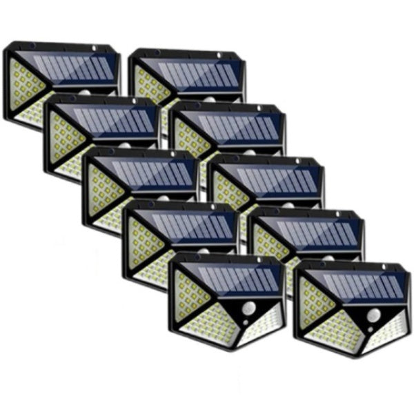 Set 10 x Lampa 100 LED cu panou solar, senzor de miscare