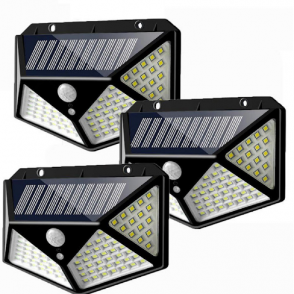 Set 10 x Lampa 100 LED cu panou solar, senzor de miscare