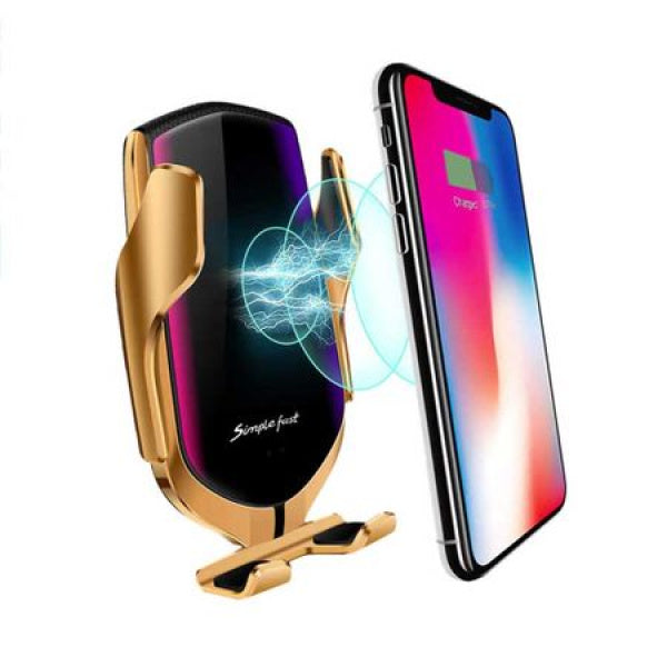 Incarcator auto wireless universal Fast Charger 10W, clema ventilatie Gold