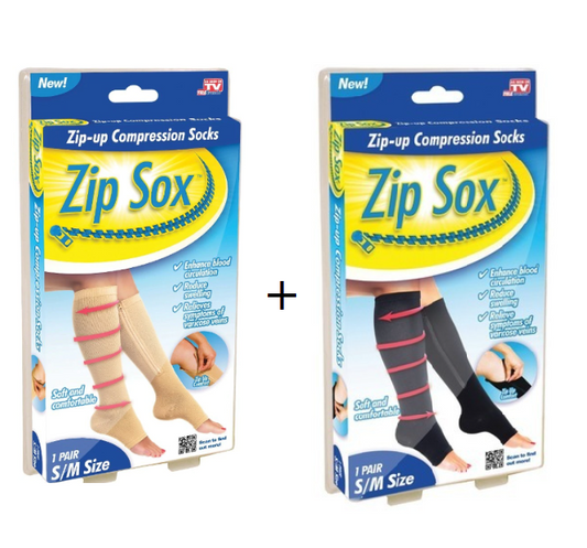 1 + 1 GRATIS - Sosete cu efect compresiv ZIP SOX, ajuta la circulatia sanguina in picioare